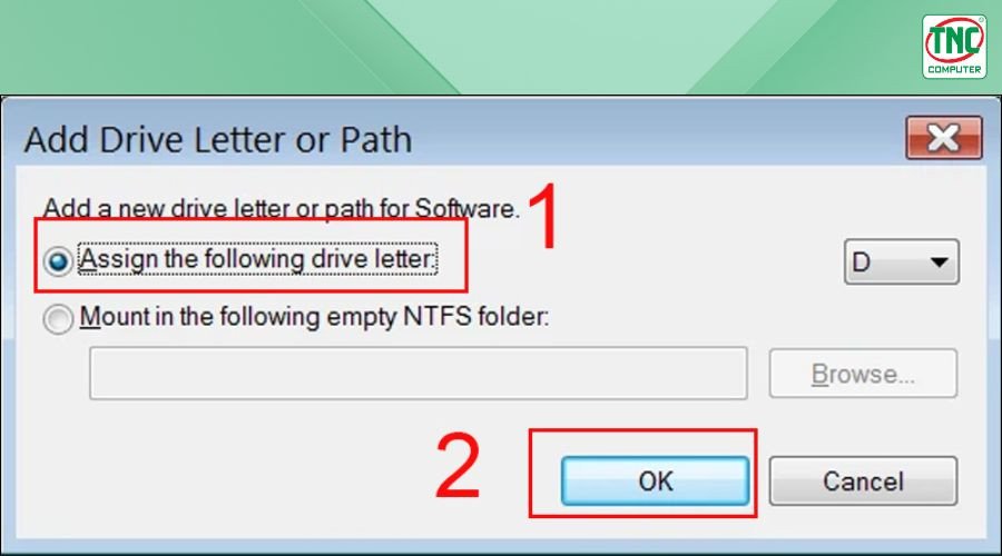Cửa sổ Add Drive Letter or Path