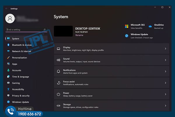 Cửa sổ Cài đặt của Windows 11