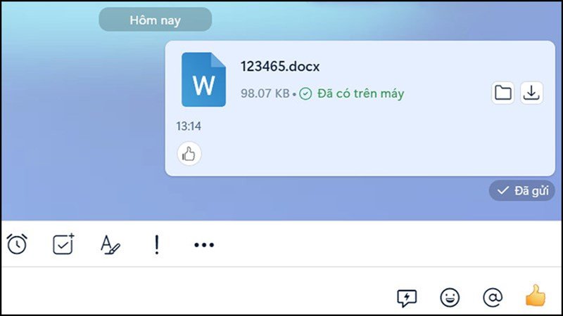 Cửa sổ chọn tệp tin hiển thị các file Word để gửi qua Zalo