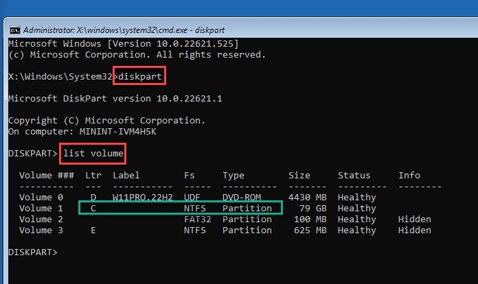 Cửa sổ Command Prompt để thao tác khôi phục mật khẩu Dell