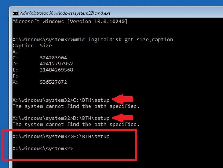 Cửa sổ Command Prompt với lệnh chạy file setup cài đặt Windows 7