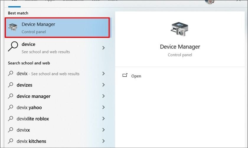 Cửa sổ Device Manager để cập nhật driver card đồ họa khi màn hình laptop bị giật sọc