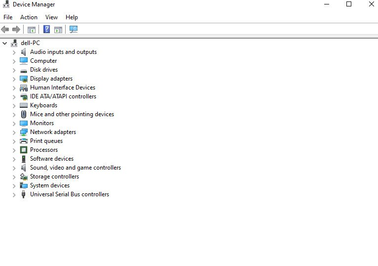 Cửa sổ Device Manager để quản lý driver thiết bị khi bàn phím laptop không gõ được