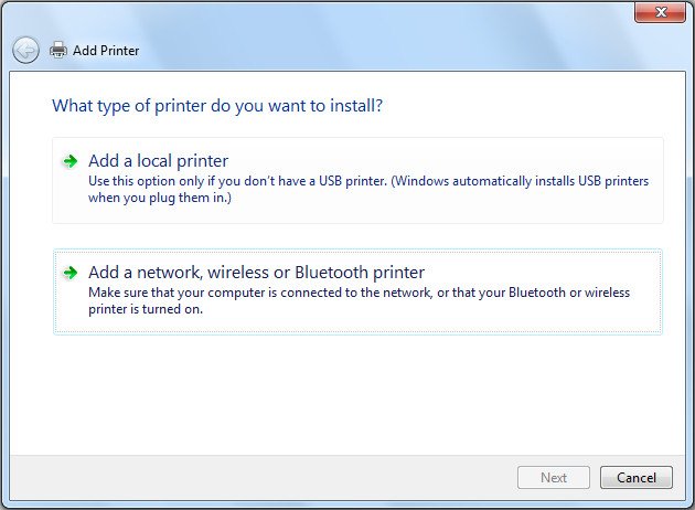 Cửa sổ Devices and Printers trên Windows khi thêm máy in Ricoh