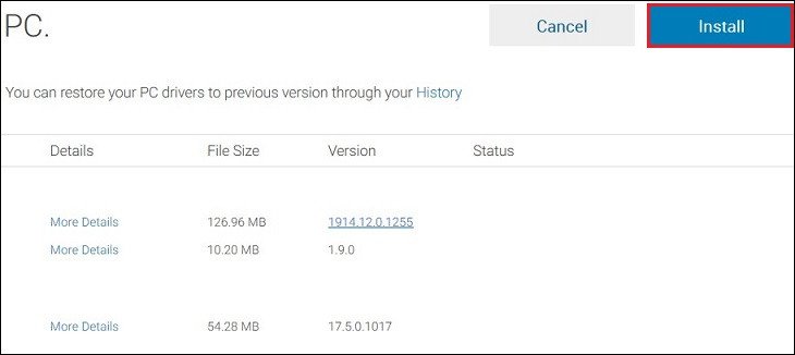 Cửa sổ Driver xuất hiện, bạn chọn Install để tải về