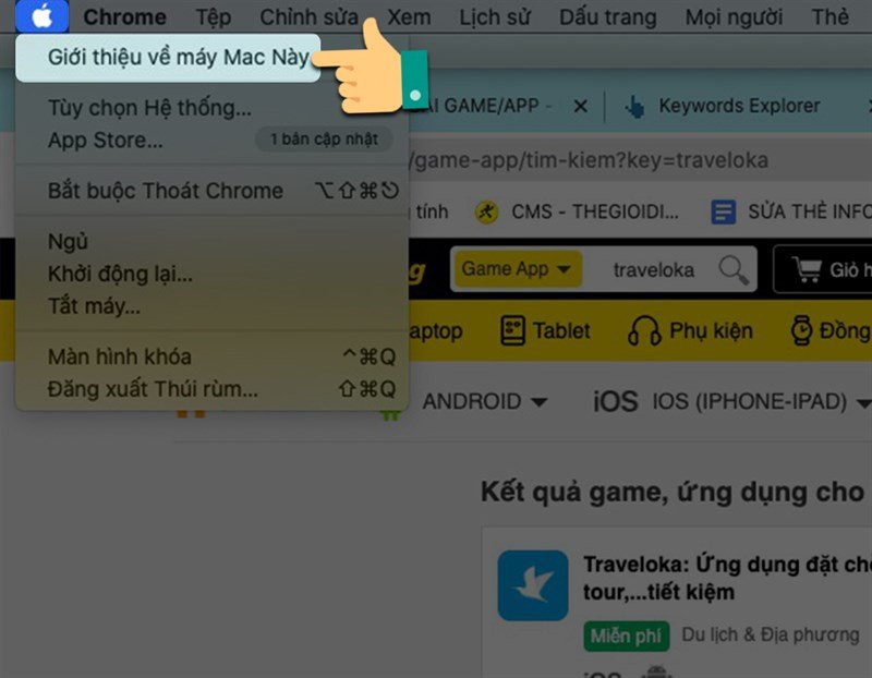 Cửa sổ "Giới thiệu về máy Mac này" hiển thị thông tin cơ bản của MacBook