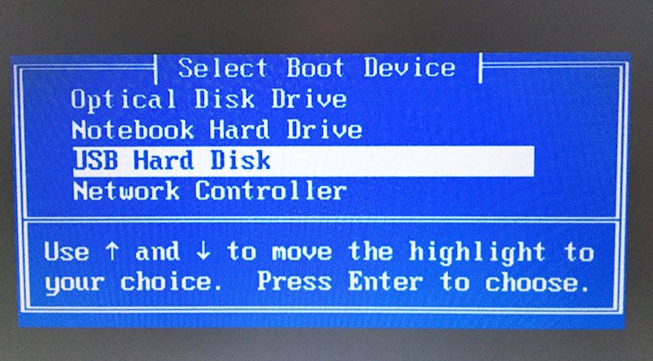 Cửa sổ Menu Boot khi khởi động laptop Acer