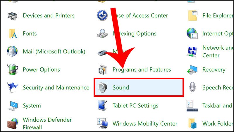 Cửa sổ Sound trong Control Panel để quản lý âm thanh laptop