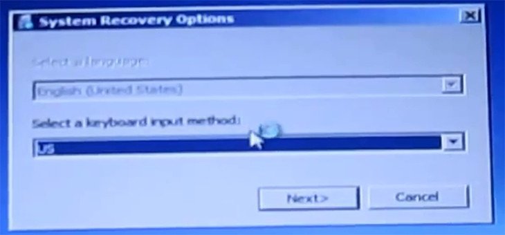 Cửa sổ System Recovery Options của Windows 7