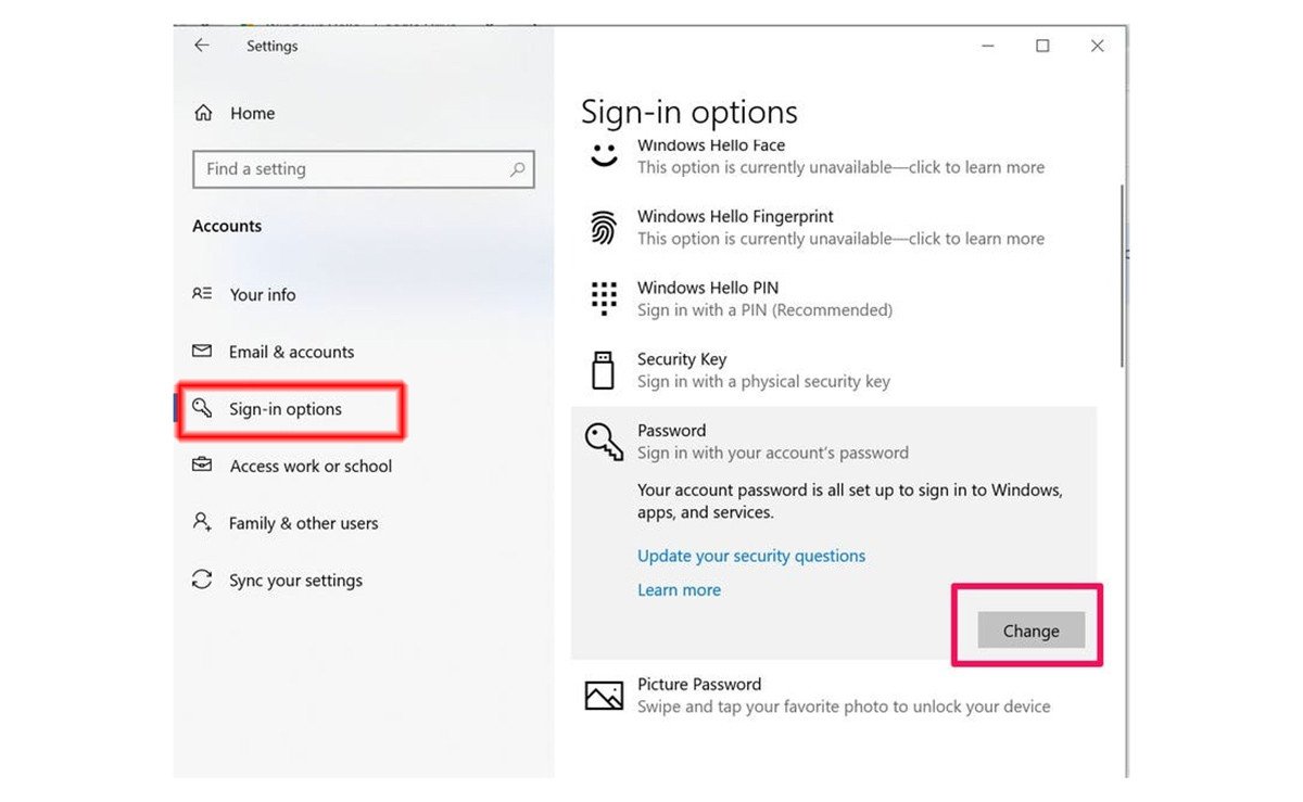 Cửa sổ thay đổi mật khẩu trong Windows Settings trên laptop Dell