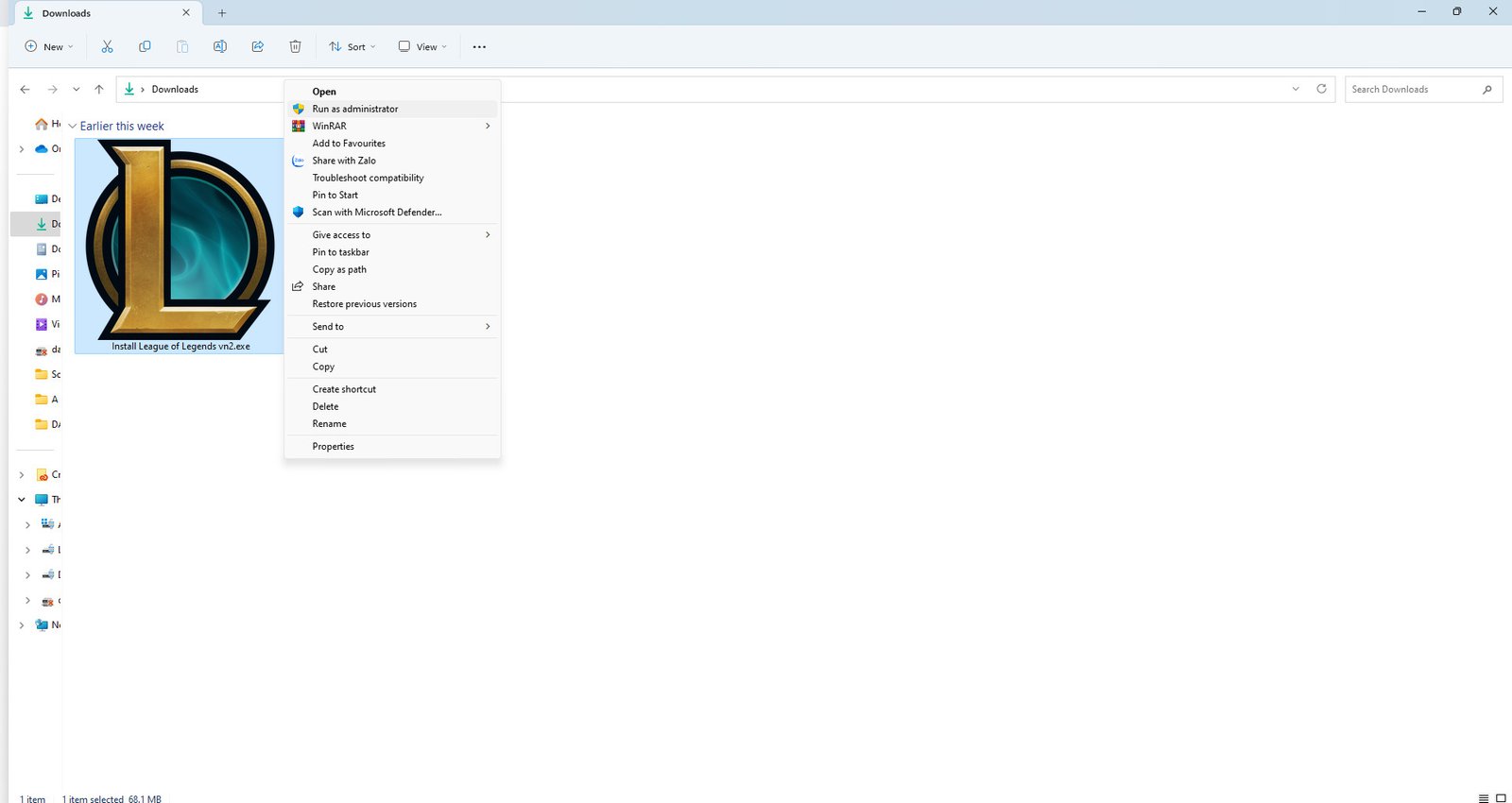 Cửa sổ xác nhận quyền quản trị khi chạy file cài đặt Đấu Trường Chân Lý trên laptop Windows
