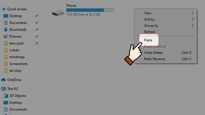 Dán các file nhạc vào thiết bị lưu trữ di động