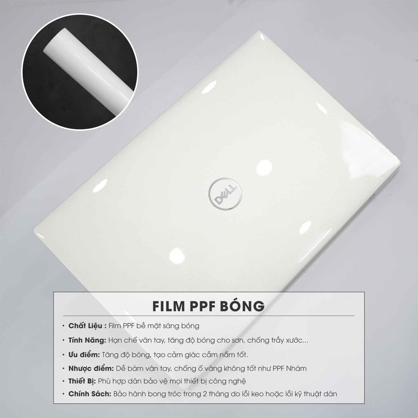 Dán film PPF bóng trong suốt giữ vẻ đẹp laptop