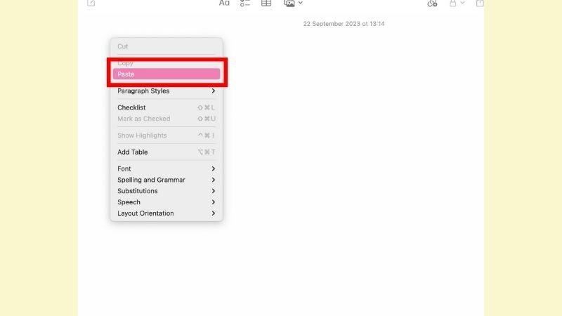Dán văn bản đã sao chép trên laptop vào vị trí mong muốn