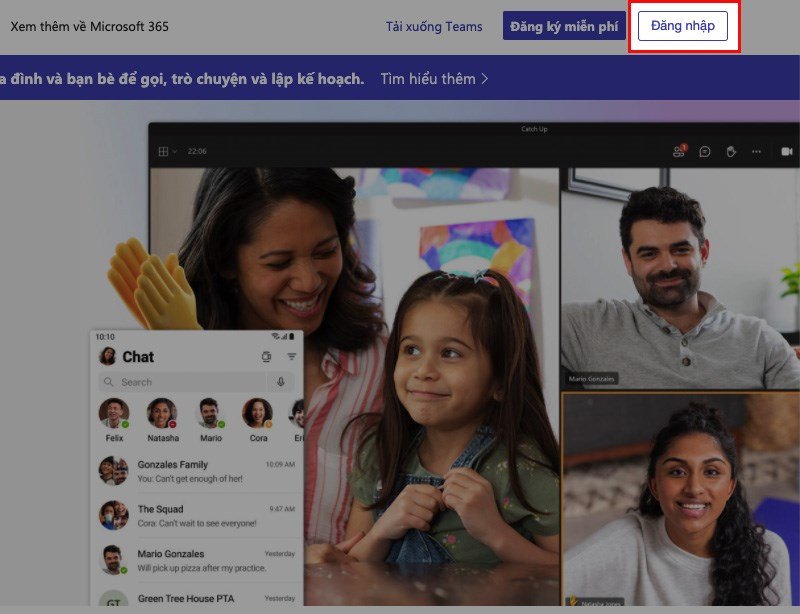 Đăng nhập hoặc tạo tài khoản Microsoft Teams