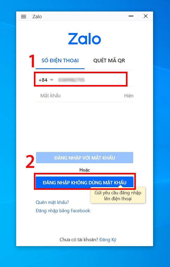 Đăng nhập không dùng mật khẩu trên Zalo PC