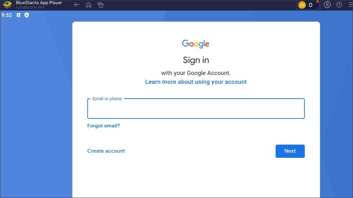 Đăng nhập tài khoản Google Play để tải game qua Bluestacks trên laptop Win 10