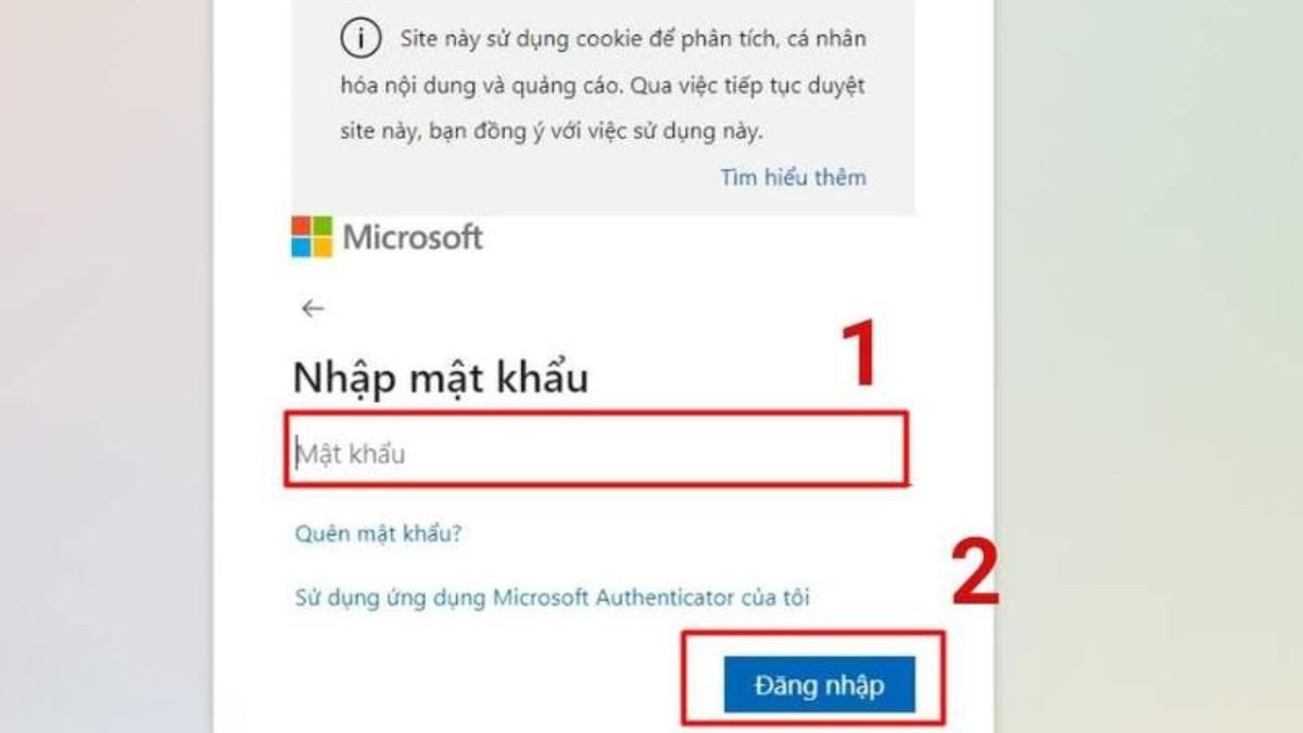 Đăng nhập tài khoản Microsoft để tiếp tục tải Excel