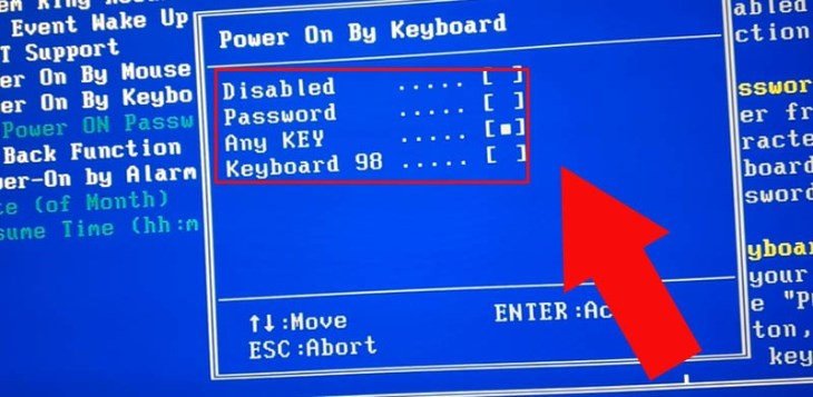 Đặt mật khẩu bàn phím để khởi động laptop khi nút nguồn bị hư