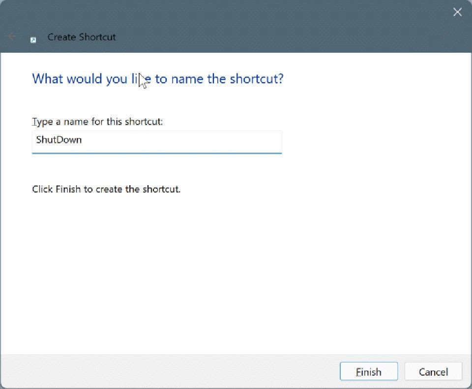 Đặt tên cho phím tắt tắt máy tính Windows 11