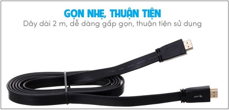 Dây cáp HDMI 2.0 dẹt Xmobile màu đen, giải pháp kết nối tivi với laptop chất lượng cao