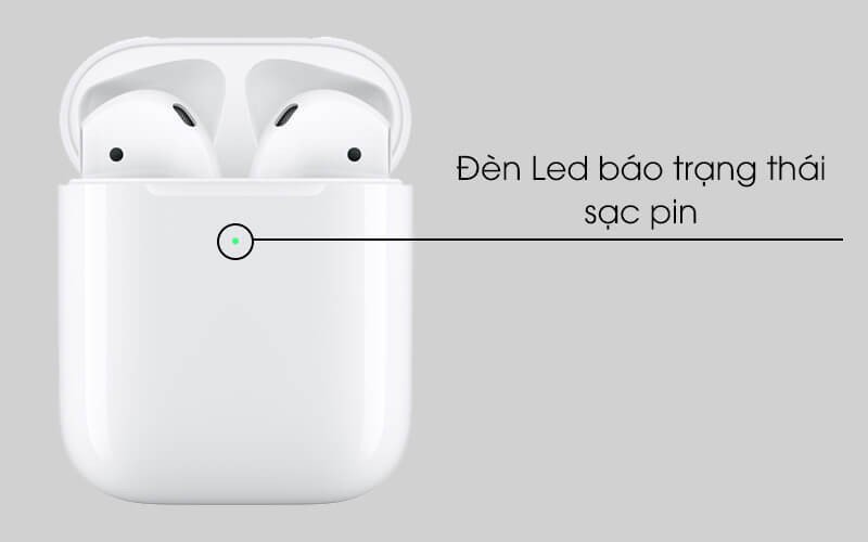 Đèn báo trạng thái trên hộp sạc AirPod giúp kiểm tra dung lượng pin