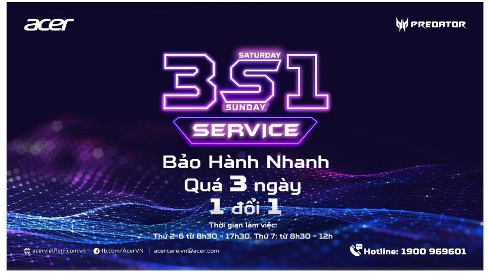 Dịch vụ bảo hành VIP 3S1 của Acer dành cho các dòng laptop gaming cao cấp như Predator Helios Neo 16 PHN16-71-53M7