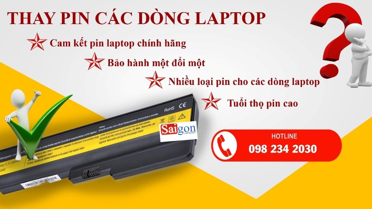 Dịch vụ thay pin laptop chuyên nghiệp khắc phục lỗi battery is low laptop.