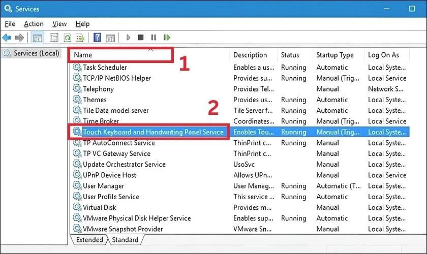 Dịch vụ Touch Keyboard and Handwriting Panel Service trên Windows 11