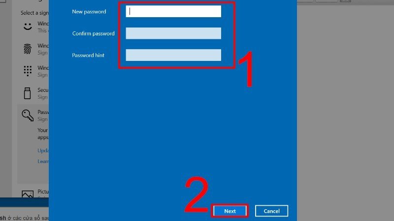 Điền lại mật khẩu để tiếp tục thao tác tắt khóa màn hình laptop