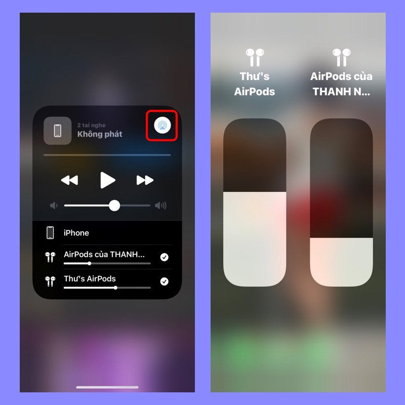 Điều chỉnh âm lượng riêng biệt cho từng cặp tai nghe Bluetooth đã kết nối với điện thoại iPhone
