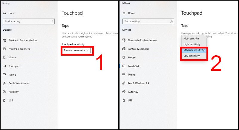 Điều chỉnh cài đặt độ nhạy của touchpad để cải thiện khả năng click trên laptop
