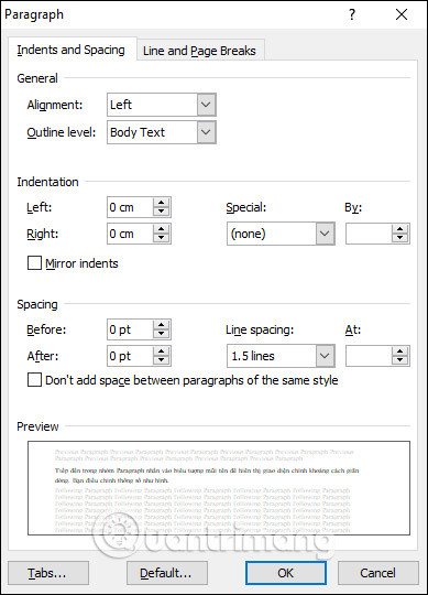 Điều chỉnh khoảng cách giãn dòng và đoạn văn trong phần Paragraph của Word, giúp văn bản dễ đọc hơn trên laptop.