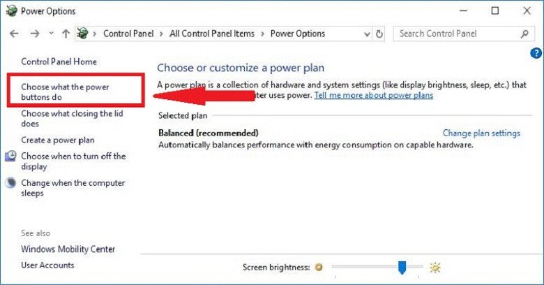 Điều chỉnh Power Options để khắc phục sự cố bàn phím