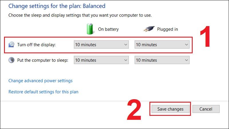 Điều chỉnh Power Options laptop