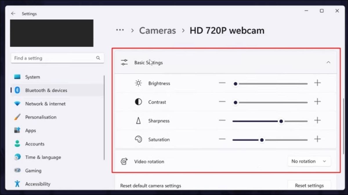 Điều chỉnh thông số camera theo ý thích trên Windows 11