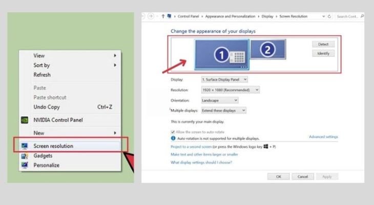 Điều chỉnh vị trí màn hình Windows 7/8