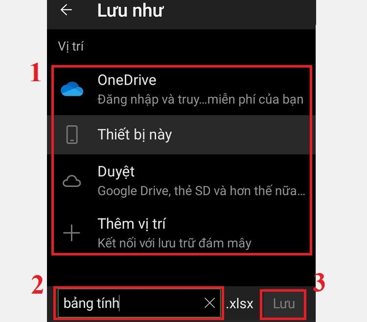 Đổi tên và lưu file Excel trên điện thoại sau khi chỉnh sửa