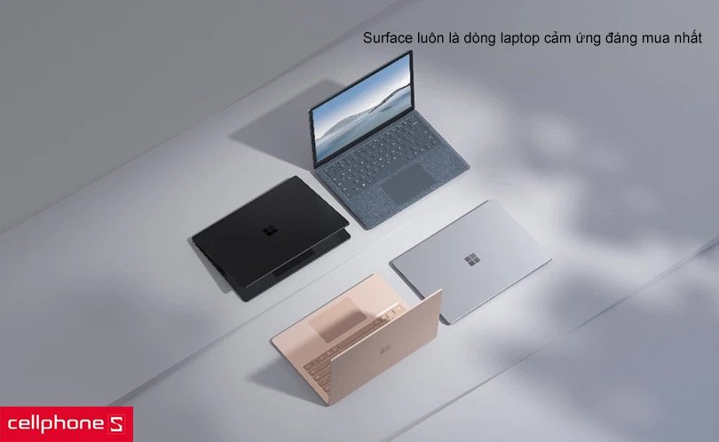 Dòng laptop cảm ứng màn hình Microsoft Surface với thiết kế mỏng nhẹ, sang trọng, có thể tách rời bàn phím.