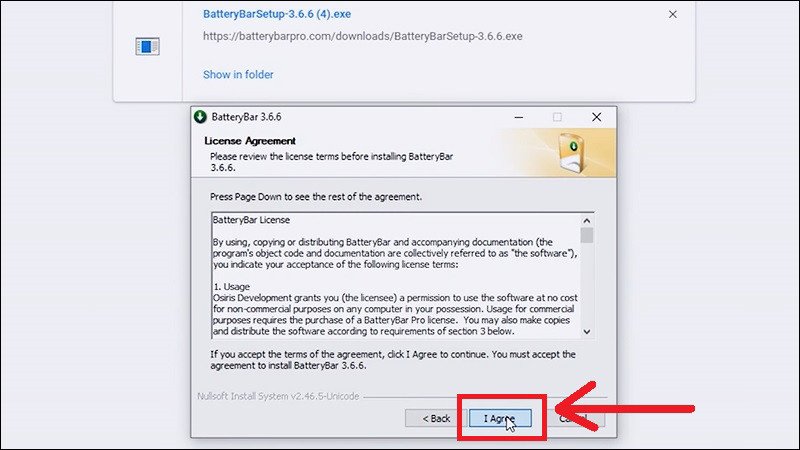 Đồng ý các điều khoản sử dụng của Battery Bar