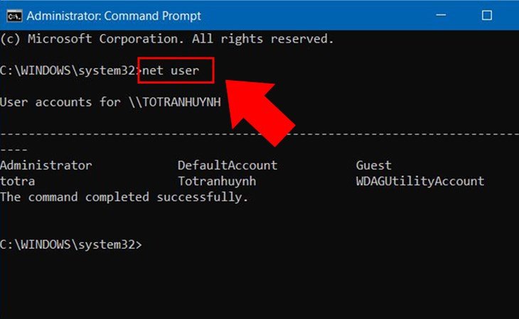 dùng lệnh net user để đổi mk trên laptop