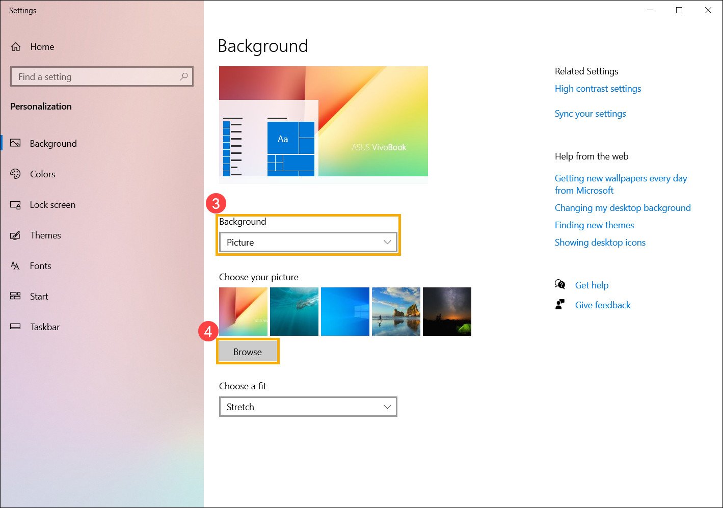 Duyệt ảnh để đặt làm hình nền trên Windows 10