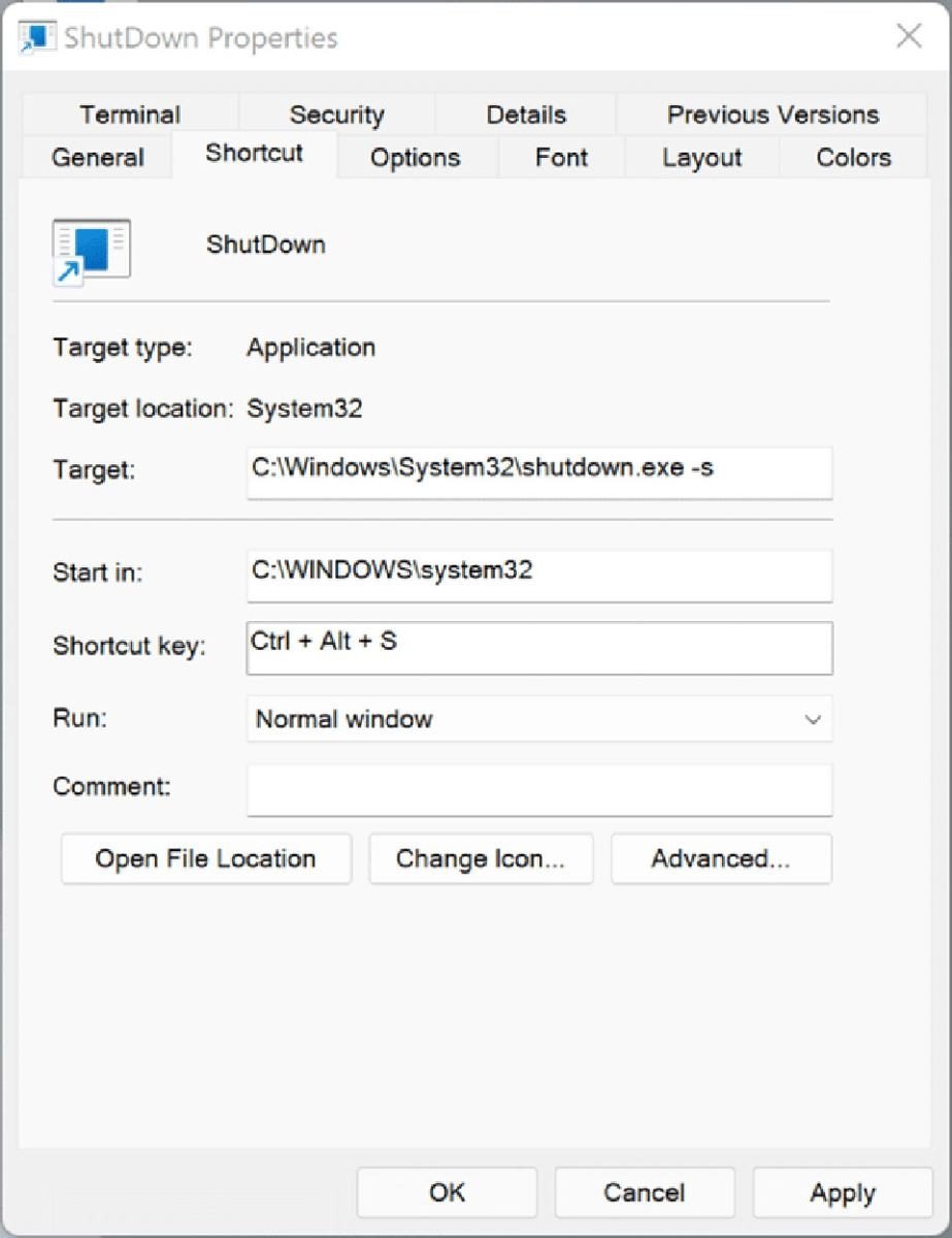 Gán phím tắt tùy chỉnh để tắt laptop bằng bàn phím win 11