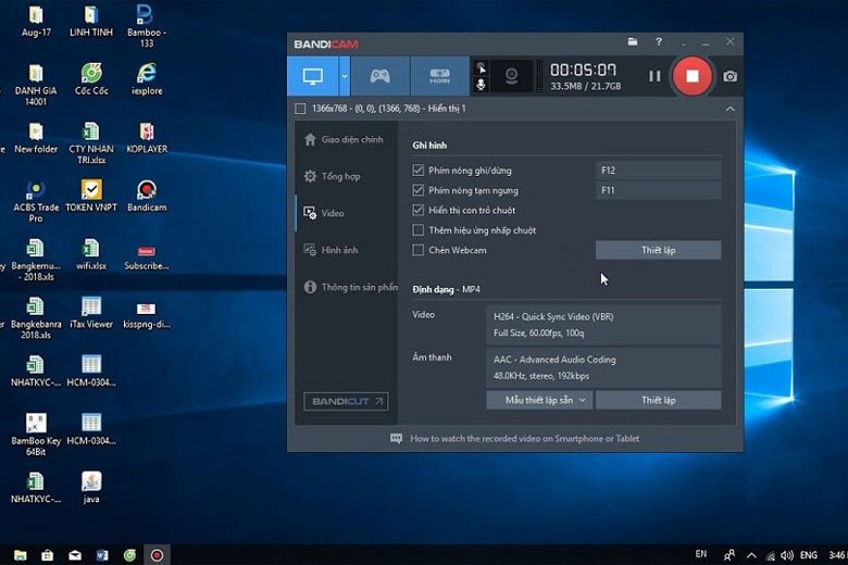 Ghi video màn hình máy tính Win 7 với Bandicam