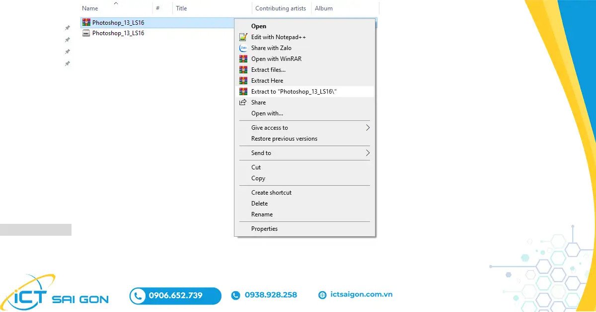 Giải nén file cài đặt Photoshop trên laptop