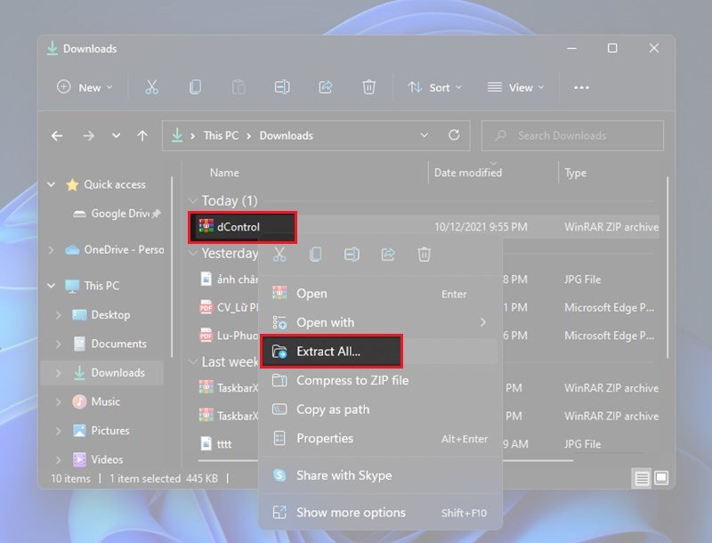 Giải nén file Defender Control để tắt phần mềm diệt virus