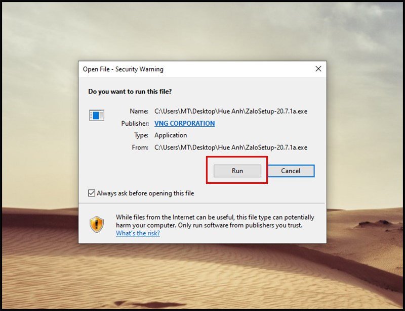 Giải nén và cài đặt phần mềm Zalo trên máy tính