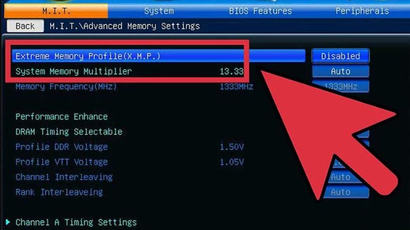 Giảm tốc độ Memory Multiplier trước khi ép xung CPU