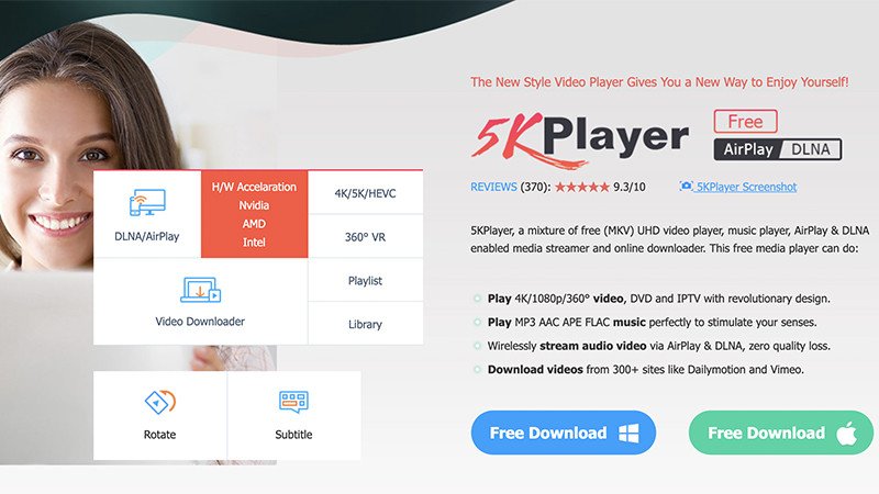 Giao diện 5KPlayer hỗ trợ cách chiếu màn hình điện thoại iPhone lên laptop
