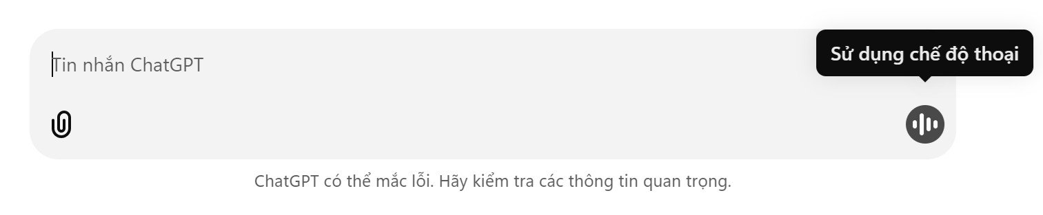 Giao diện bật chế độ nhập liệu bằng giọng nói cho ChatGPT trên Windows